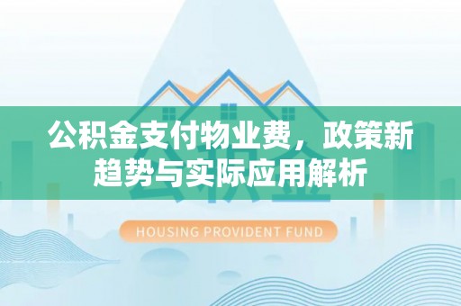九龙公积金支付物业费，政策新趋势与实际应用解析