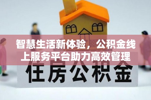 九龙智慧生活新体验，公积金线上服务平台助力高效管理